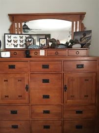 Large Mission dresser great for displays and storage, and with a built on mirror to start your day off smart