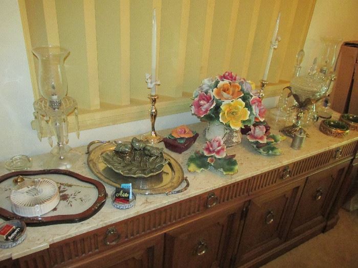 Marble top buffet with accessories