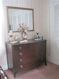 mahogany dresser & lamps