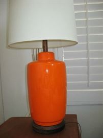 ORANGE CERAMIC MID CENTURY LAMP