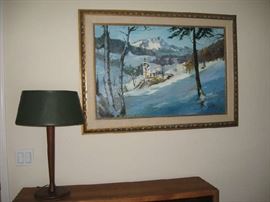 ORIGINAL SIGNED ARTWORK / BEAUTIFUL MID CENTURY DESK LAMP