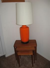 TWO SETS OF NESTING TABLES - BEAUTIFUL MID CENTURY LAMP