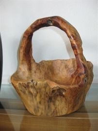 BEAUTIFUL CARVED WOOD BASKET
