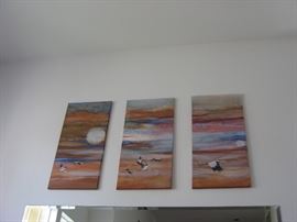 SET OF THREE LARGE WATERCOLOR PAINTING