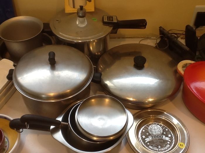 Revere ware pots and pans and pressure cooker 