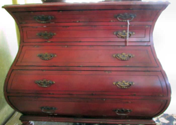 This is a 5 drawer bombe with excellent craftsmanship. Always loved the shape and styling of this particular piece. 