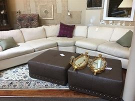 LARGE SECTIONAL COUCH , OTTOMANS