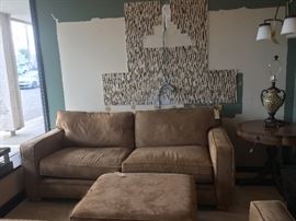 2 COUCHES AND AN OTTOMAN, MICRO FIBER