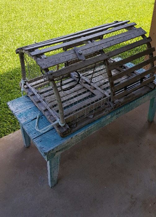 Lobster trap, primitive bench