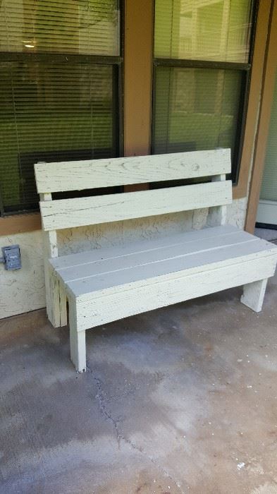 white wood bench