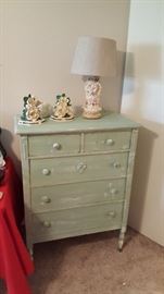 Shabby chic dresser, shell lamp
