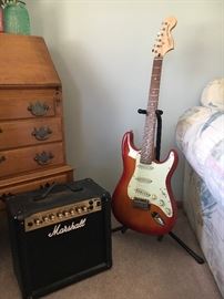 Fender electric guitar and Marshall amp