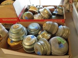 Vintage musical powder puff boxes