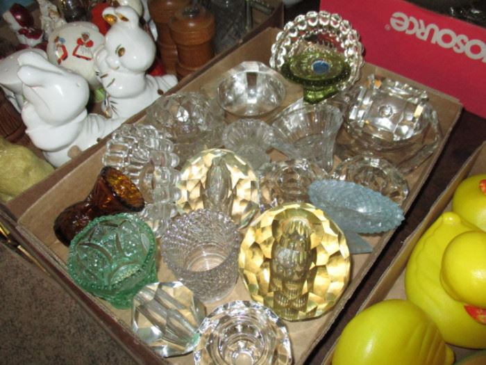 crystal and glass candle holders