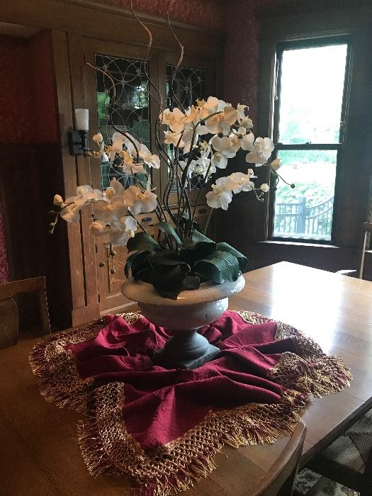 Large Silk Orchid Centerpiece in Ceramic Urn
