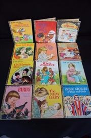 38 Little Golden Books: copyright dates: 2-1974, 1-1976, 8-1977, 12-1978, , 2-1979, 4-1980, 1-1981, 1-1982, 1-1984, 2-1985,1-1989, 1-1990, 1-1991. Books been read but is in good condition. Very minimal damage to the cover including scuff marks, but no holes or tears. The majority of pages are undamaged with minimal creasing or tearing, minimal pencil underlining of text