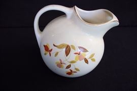 HALL'S Superior Water Pitcher:  2 Quart Water Pitcher Autumn Leaf Jewel Tea 1930-70's, measures approximate 8" high x 8" wide and marked HALL'S Superior Quality Kitchenware Tested and Approved by Mary Dunbar Jewel Homemakers Institute.  The graphics are in excellent condition and the Water Pitcher is in very good condition, no chips or cracks.