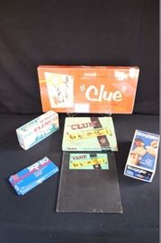 Lot of Vintage Games: consisting of 5 games, all in original boxes  and complete (except 2 Clue games) with instructions, some show wear (see photos). 4 by Parker Brothers: 1949 Clue Game “The Great Detective Game!” (box in poor condition) no tallies missing lead pipe has been replaced with a nail; 1956 Clue Game “The Great Detective Game!” missing knife & lead pipe; 1963 FLINCH “The Famous Card Game” (box has a smudge on right-hand front); 1970’S Boggle Hidden WORD Game for 2 to 6 players Ages 8 to Adult and 1982 SKIP-BO “Another Family Card Game" by International Games, Inc, Joilet, IL 60435 from the makers of UNO for 2 to 6 Playes, Ages 7 to Adult; box in poor condition (see photos)