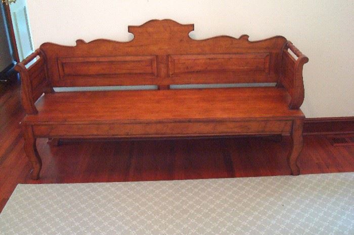 Cherry Hall bench, 69 inches long and 20 inches deep,