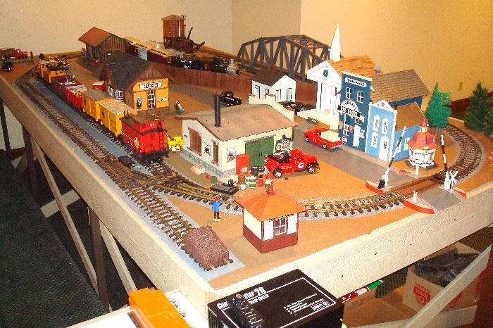 LGB train layout, covers approx. 100 square feet. 