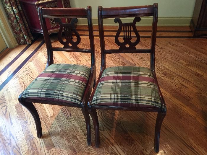 Pair of Harp Back Mahogany Dining Chairs 