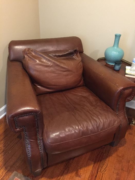 Leather Club Chair w/ Nailhead Detailing AS IS (41’’ x 42’’ x 34’’)