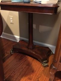 Mahogany Pedestal Table w/ Brass Gallery & Accents (21’’ x 12’’ x 26’’)