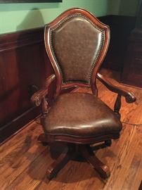 Mahogany Shield Back Leather Swivel Desk Chair
