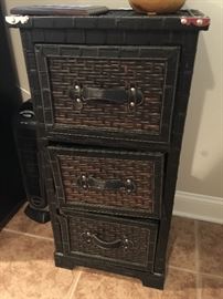 All Weather Wicker & Leather 3 Drawer Cabinet (18’’ x 16’’  36’’)