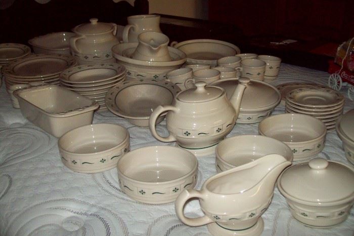 LONGABERGER Pottery, Service for 8 plus Completer Pieces, Made in USA