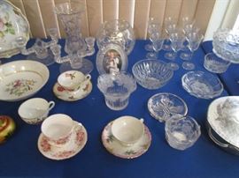 Cups and Saucers, Crystal and Glass Serving Pieces