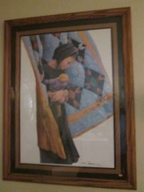 Amish-themed "Little Girl with Quilt and Doll"