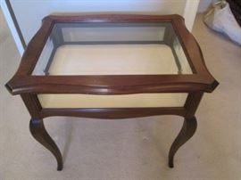 Small glass/wood Display Table.  (Lid lifts up)