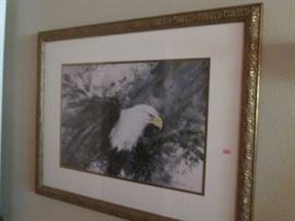 Look for our Eagle display.  There are many pieces of Sculpture and Framed Art work in this theme.  A number of pieces are signed.
