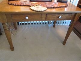 Library Table-Style Desk with porcelain knobs