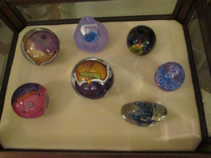 paperweights by Wilbat and Caithness