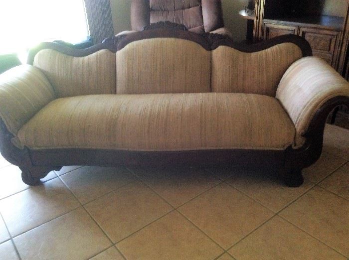 19th century horsehair sofa from the Astor estate on Sanibel