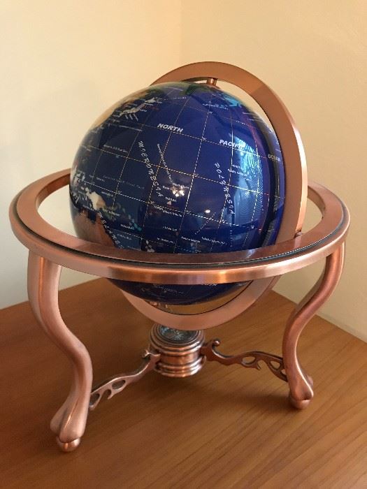 Unique Art Blue Lapis and Gemstones Globe