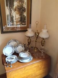 Another wonderful drop leaf table! And more china..and crystal..and pewter!