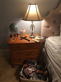 Nice pine bedside table with a French provincial twist