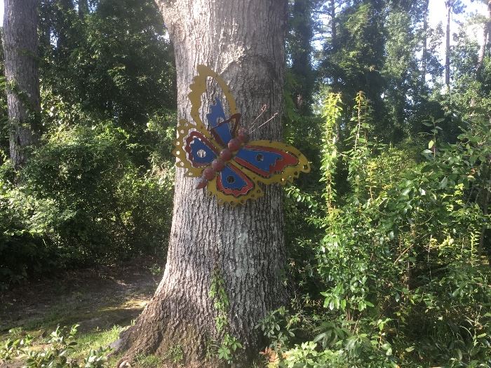 A very large and colorful tin butterfly