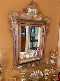 A true beauty. Vintage Venetian style mirror,, with and blown glass flowers . 