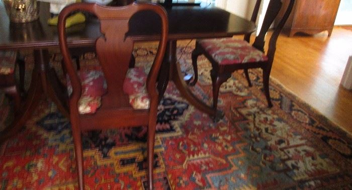 dining room table and 6 chairs Queen Anne