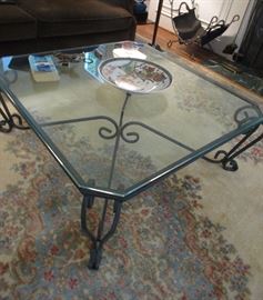 glass and iron coffee table