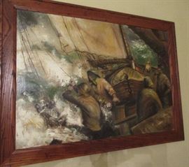 oil painting fishermen at sea original