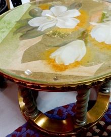 PAINTED GLASS TOP TABLE