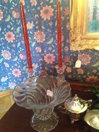 Colony bowl and candelabras