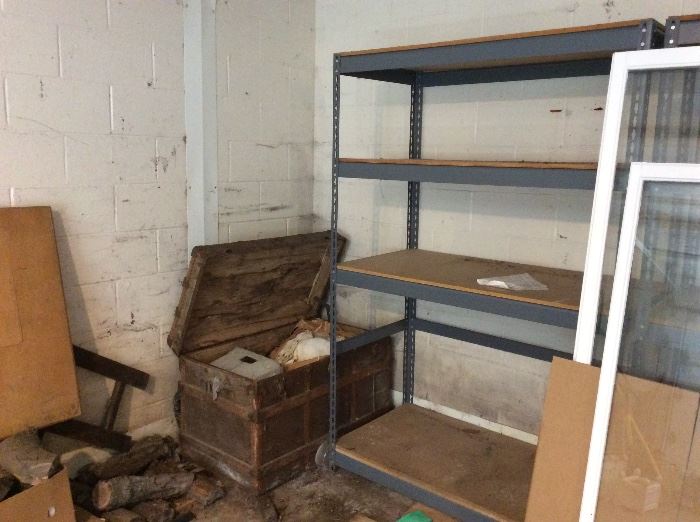 Old trunk, Industrial shelving (6 large units)