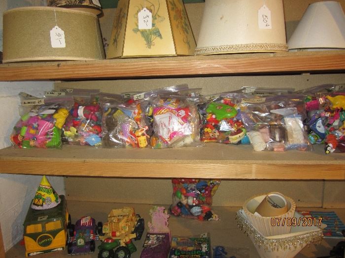 100's of McDonalds toys pre-bagged and LOTS of lampshades