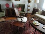 check out the shell carved chair and the rest of the room-nice old cinnabar plate in the background